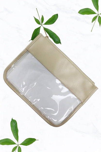 Clear Cosmetics & Toiletry Pu Handbag: Navy