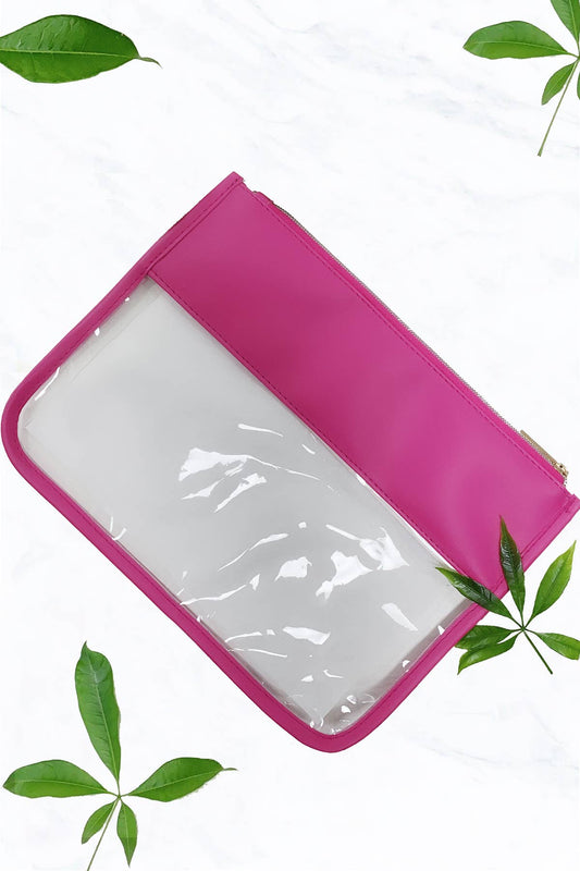 Clear Cosmetics & Toiletry Pu Handbag: Fuchsia