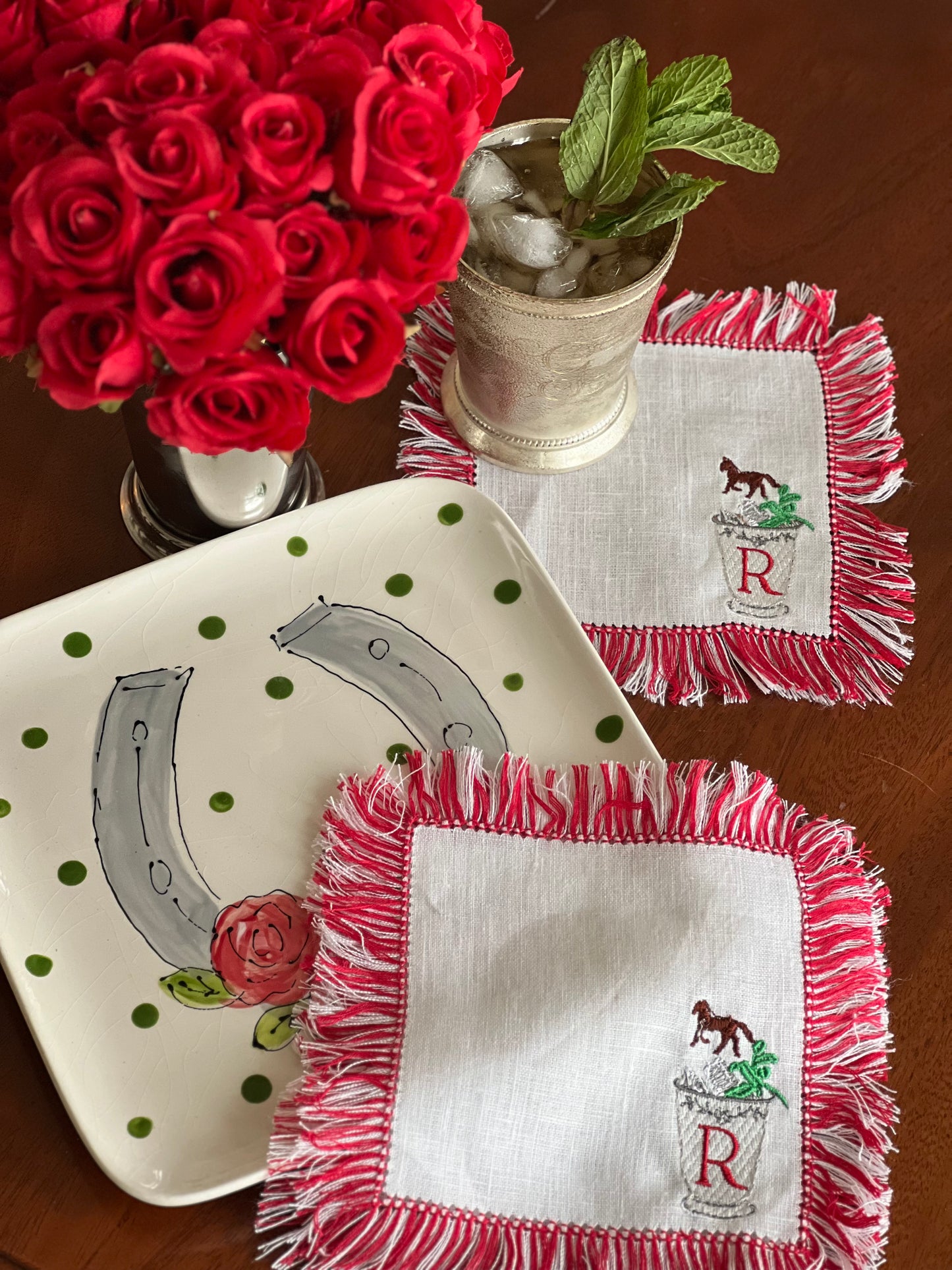 Mint Julep Cocktail napkins-set of 4