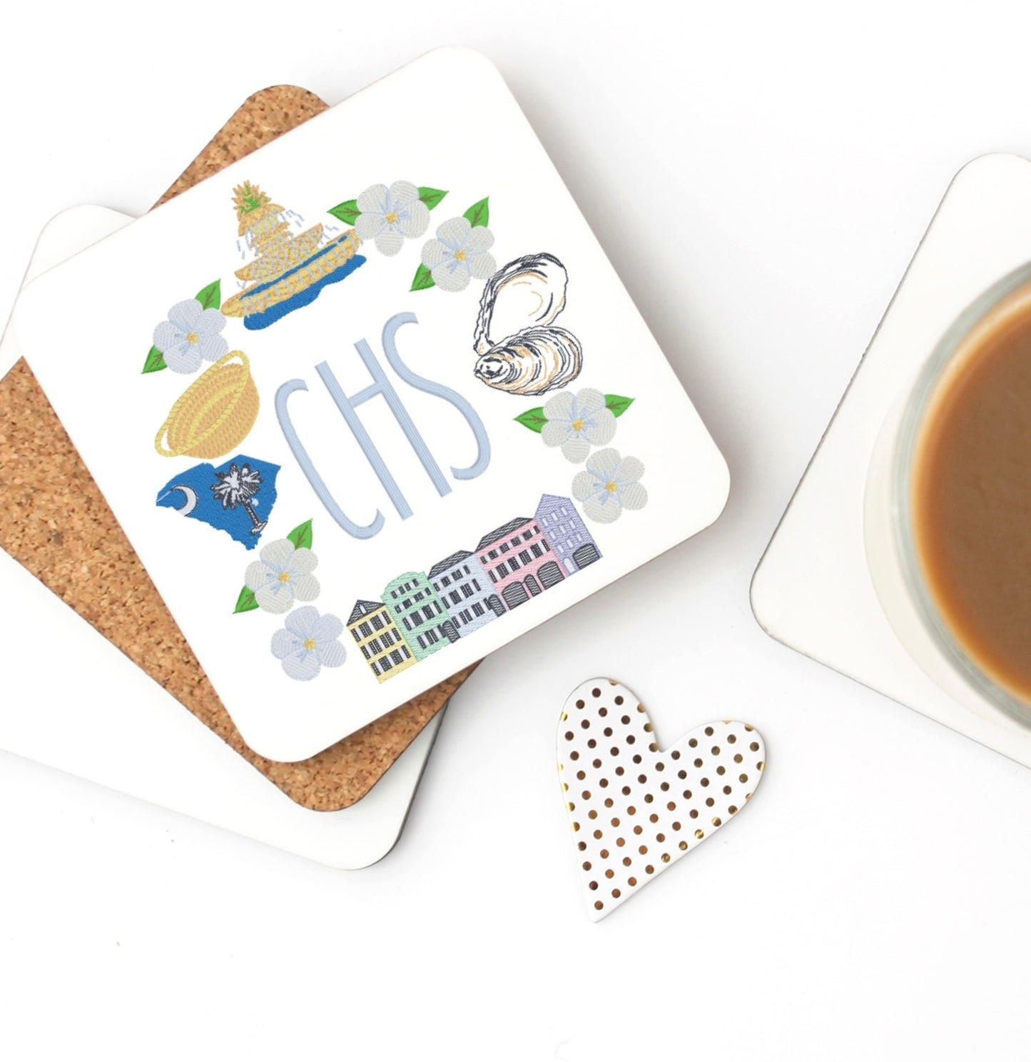 Coastal Collection Crest Cork Back Coaster