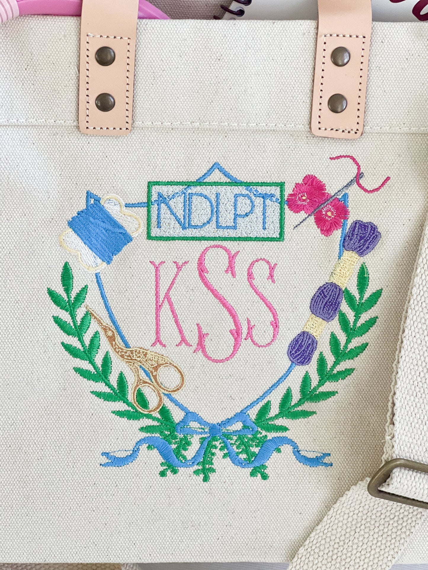 Needlpoint Crest Tote Bag