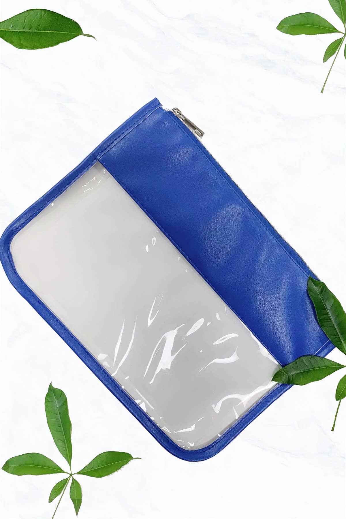 Clear Cosmetics & Toiletry Pu Handbag: Pastel Blue