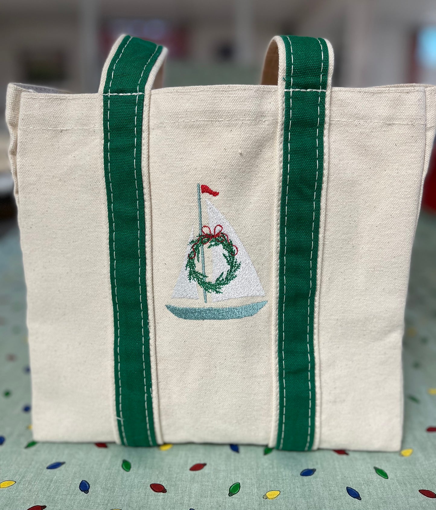Christmas Sailboat Wine tote - 4 bottle