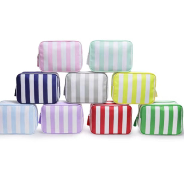 Large Striped Cosmetic Bag with tassel