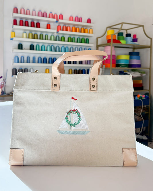 Christmas Sailboat Mini Box Tote