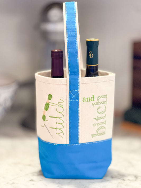 Stitch and Bitch 2 bottle wine tote