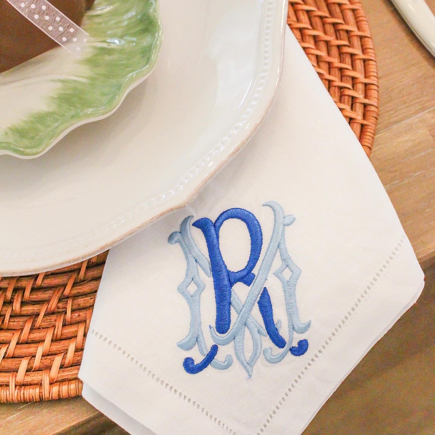 Monogrammed deals Hemstitched Linen Dinner Napkins (set of 4)