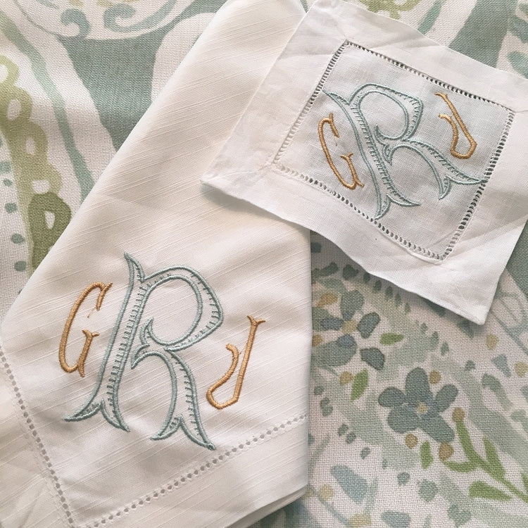 Wendy Monogrammed Embroidered Cloth Napkins - Set of 4 napkins